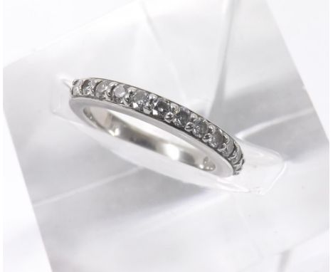 Platinum half eternity ring, set with thirteen round brilliant-cut diamonds, 6.2gm, 3mm, ring size J/K 