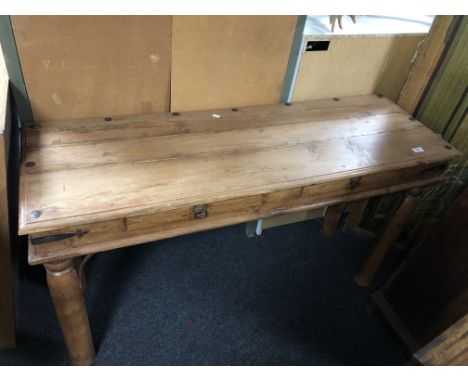 A sheesham wood two drawer console table 