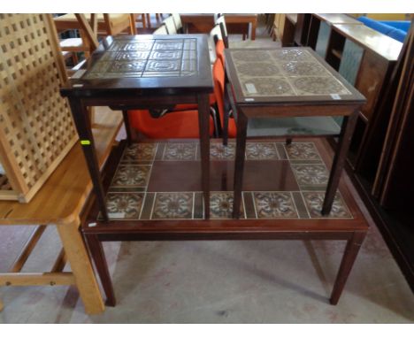 Three mid 20th century tile top tables 