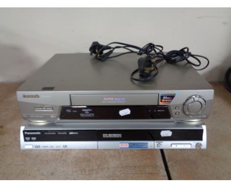 A Panasonic DVD recorder and a Panasonic VHS player 