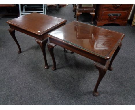 A pair of lamp tables on cabriole legs 
