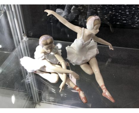 Two Lladro figures of seated ballerinas (as found) 