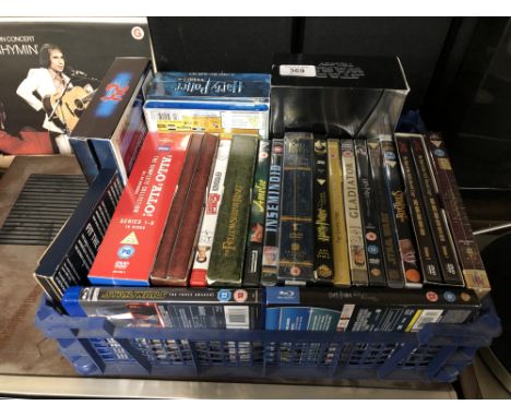 A crate of DVDs and Blu Rays including Harry Potter, Star Wars, 'Ello 'Ello etc 