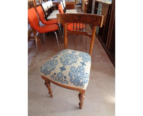 A 19th century mahogany bedroom chair with a tapestry upholstered seat  CONDITION REPORT: Showing areas of woodworm. 