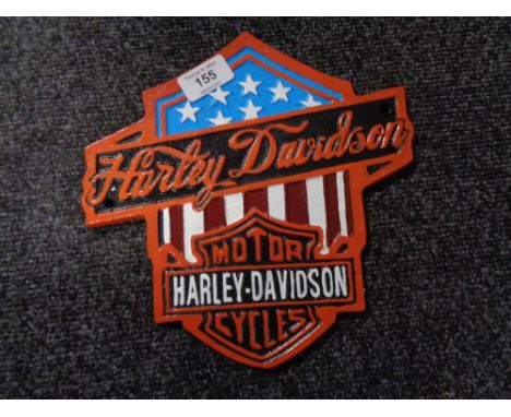 A cast iron plaque - Harley Davidson US flag 
