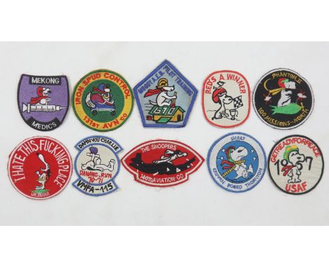 Ten Vietnam War period “In Country” Made Snoopy Patches. UK P&amp;P Group 1 (£16+VAT for the first lot and £2+VAT for subsequ