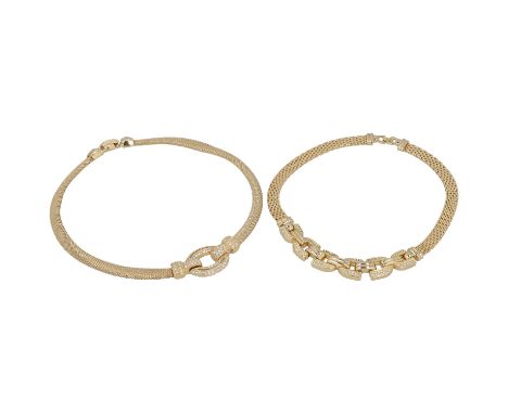 DIOR VINTAGE Modeschmuck Colliers. Vergoldete Modelle mit Kunststeinbesatz. Alters- und Gebrauchsspuren vorhanden.| DIOR VINT