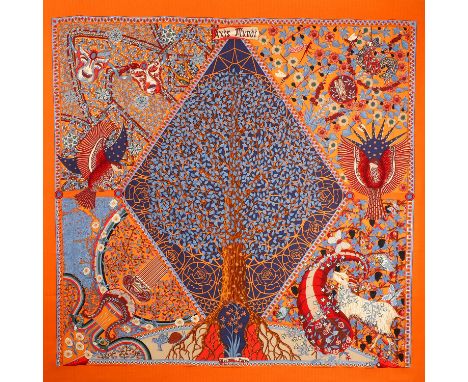 HERMÈS Stola "AXIS MUNDI", by Christine Henry, Entwurf erstmals erschienen 1999. Akt. NP.: 1.110,-€. 70 % Kaschmir und 30 % S
