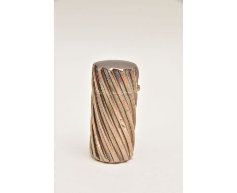 A LATE VICTORIAN SILVER 'SAMPSON MORDAN &amp; CO' SCENT BOTTLE, twist bottle design with hinged cover, clear glass bottle wit