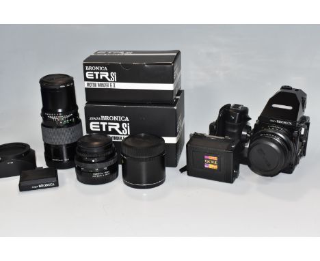 BRONICA MEDIUM FORMAT PHOTOGRAPHIC EQUIPMENT  ETC, comprising of a ETR Si 645 format camera body, AE-III prims finder E with 