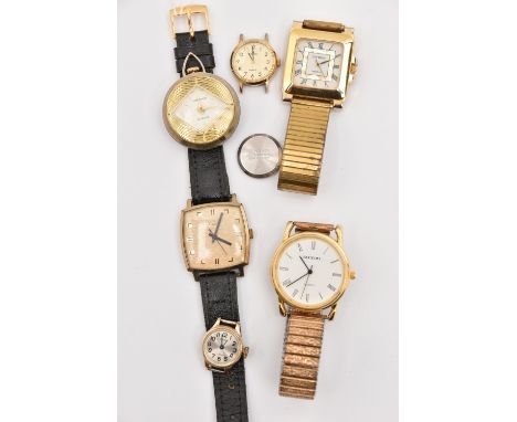 THREE WRISTWATCHES AND A FOB WATCH, to include three gents watches names to include 'Citron, Saxon, Sekonda', two ladies watc