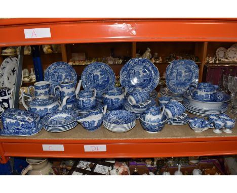 AN EIGHTY ONE PIECE COPELAND SPODE'S ITALIAN DINNER SERVICE, comprising a cheese dish and cover, a serving bowl, a sauce boat
