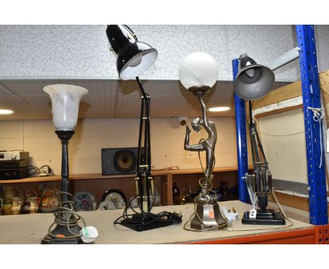A GROUP OF ANGLEPOISE LAMPS AND TABLE LAMPS, comprising  a model 1227 Anglepoise lamp with two tier base, a 1990s Anglepoise 
