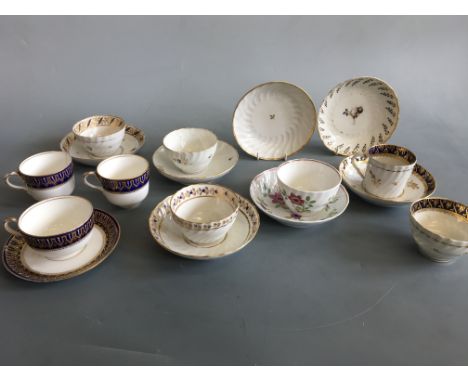 Small collection of mainly 19th century English porcelain in various patterns including five bowls, four teacups and eight sa