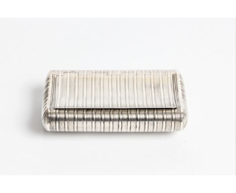 A George III snuff box of curved form with marks for 1811 and markers initial EP?, approx. weight 59.77gms. Important: Online