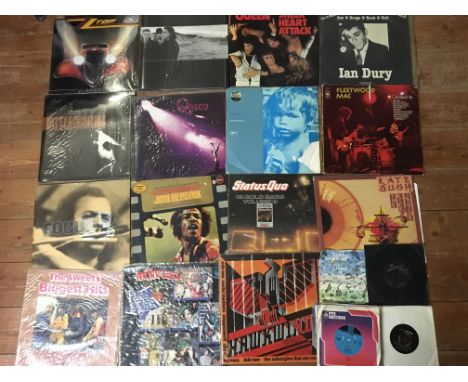Fifteen LP records including Fleetwood Mac Greatest Hits, Who/Hendrix Backtrack 3, Jimi Hendrix Experience, Status Quo 12 Gol