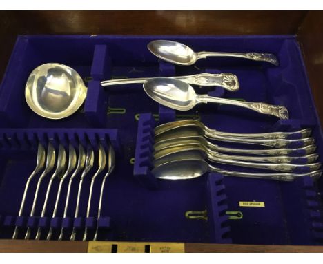 A silver part canteen of flatware, with various marks including for Sheffield 1898 1900, 1980, London 1888, including approx.