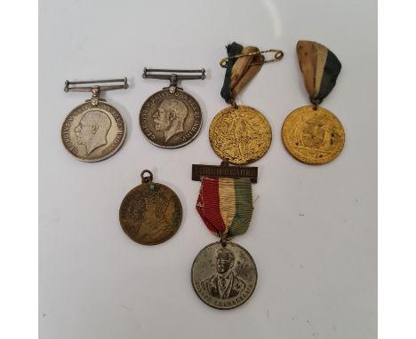 Two World War One medals awarded to 24042 Pte B. A. Chambers. Suff. R. and Pte J. W. Sheriff Notts. &amp; Derby. R. (full num