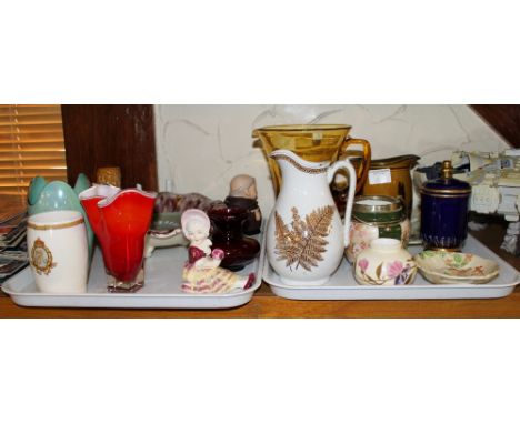 Two trays of ceramics including Goebel and Carltonware