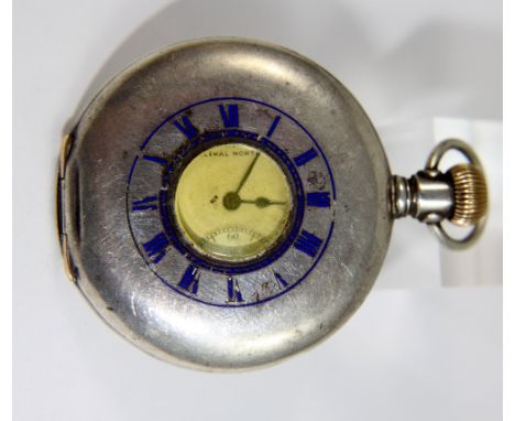 Sterling silver Elgin half hunter pocket watch