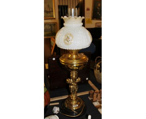 Brass cherub oil lamp converted to electric