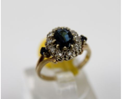 9ct gold fancy sapphire and diamond ring, size I