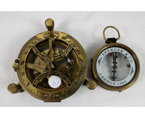 Brass compass and brass sextant