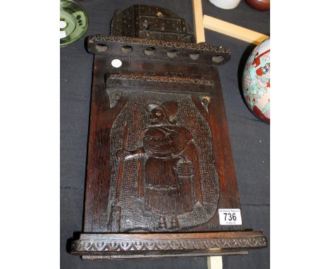 Antique wall hanging Mother Shipton pipe rack
