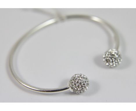 Sterling silver crystal torque bangle