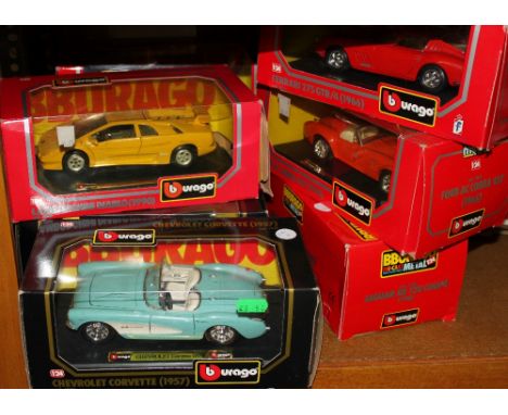 Eight boxed Burago 1/24 scale vintage classic cars