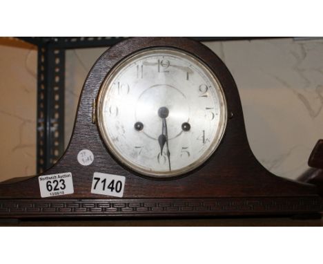 Oak cased chiming mantel clock