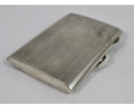 Silver engine turned cigarette case, hallmarked Birmingham 1929