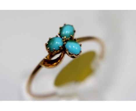 9ct gold vintage turquoise ring, size R