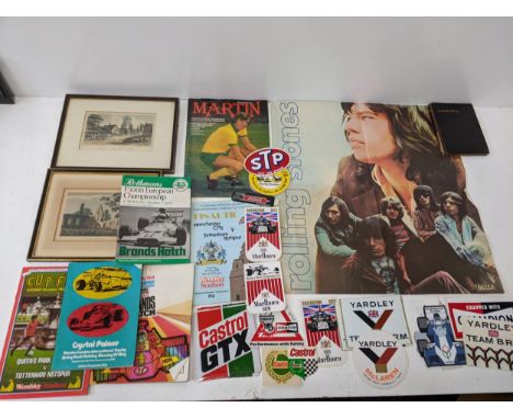 A mixed lot of ephemera to include programmes form the 1981 and 1982 FA Cup Final, a Rolling Stones poster, a partly filled v
