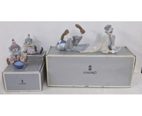 Lladro - Three clown models to include Having a Ball 05813, Tired Friend 05812 and Clown 04618, all boxedLocation:If there is