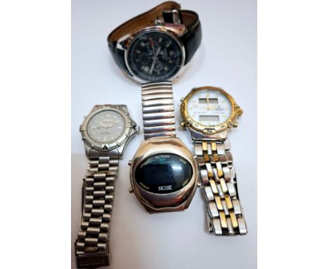Four gents watches to include an over-sized Aviator AVW5839G1, a late 20th Century Zeon, a Festina and an Adidas Adventure. L
