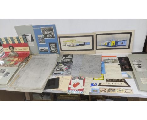 A large quantity of architectural drawings, diagrams, concept drawings from Prestcold stand at the Dairy Show, Olympia by Eli