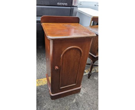 A Victorian mahogany pot cupboard having a single door and with a loose shelf, 80.5cm h x 40.5cm wLocation:If there is no con