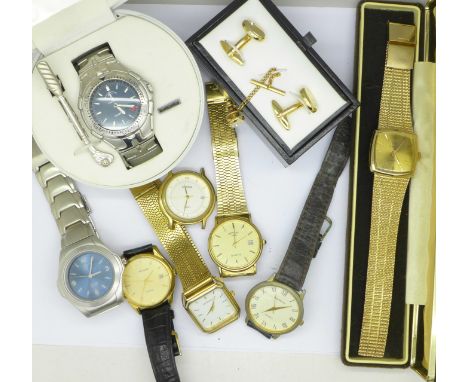 A collection of wristwatches including Rotary and Accurist