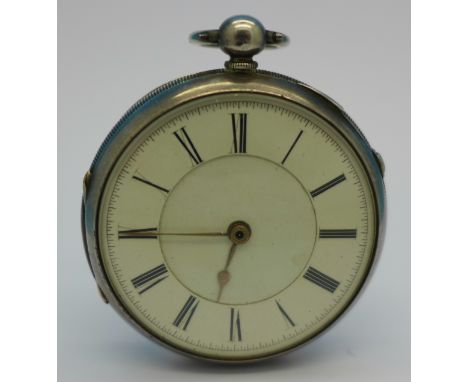A silver cased centre seconds chronograph pocket watch, London 1873, lacking centre hand