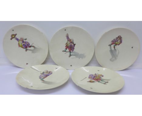 Five French Sarreguemines decorative plates, 22cm