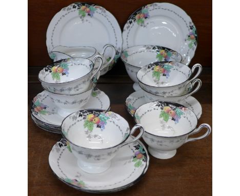 A Shelley tea service; six cups, six saucers, cream, sugar and two side plates, (16)