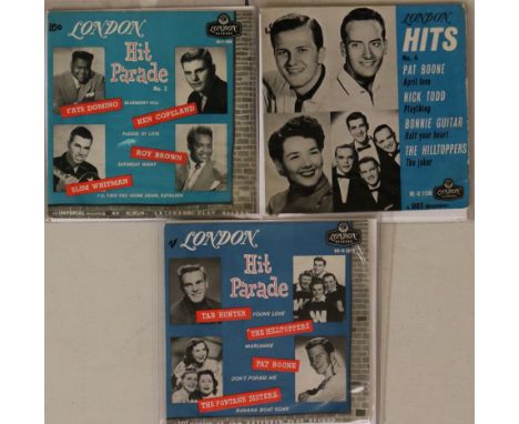 LONDON EPs - 3 x seldom seen shakin' EPs. Titles are Hit Parade No. 1 (RE-D 1075 silver text tri-centre - VG/Ex), Hit Parade 