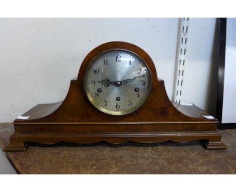 An Art Deco walnut mantel clock 