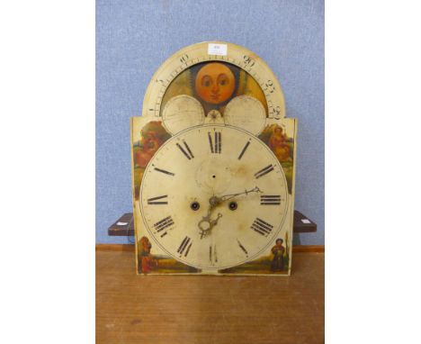 A 19th Century longcase clock movement and moonphase dial 