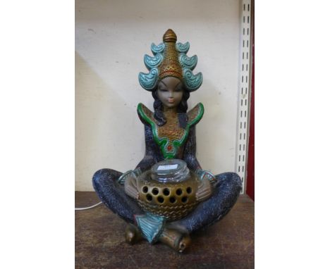 A oriental style figural deity table lamp 