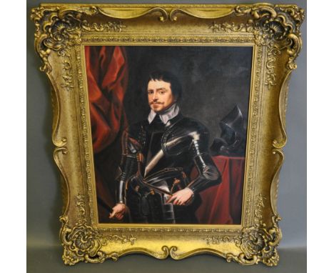 Portrait of a gentleman in armour, in ornate gilt frame