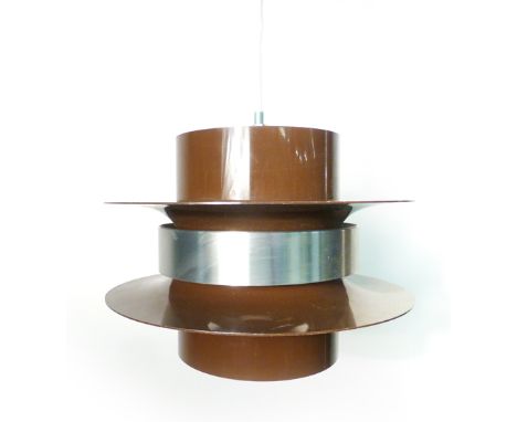 A Design Light 'Claire' brown enamelled four tier ceiling light with an aluminium band CONDITION REPORT: Working order unknow