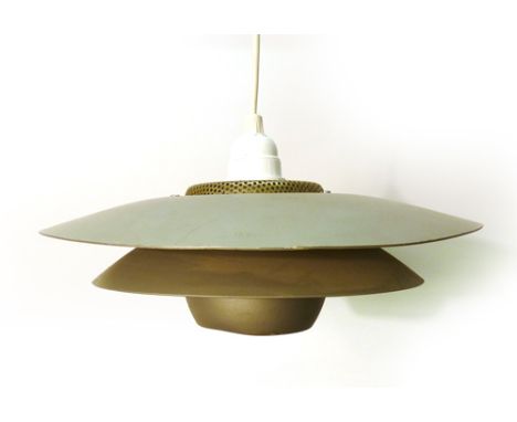 A small 1970's grey enamelled three tier ceiling light in the manner of Louis Poulsen CONDITION REPORT: Working order unknown