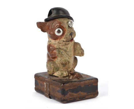 Vintage battery operated novelty Dog lamp with light up eyes, H13cmCondition Report:  The dogs hat has a hole in it. Notable 